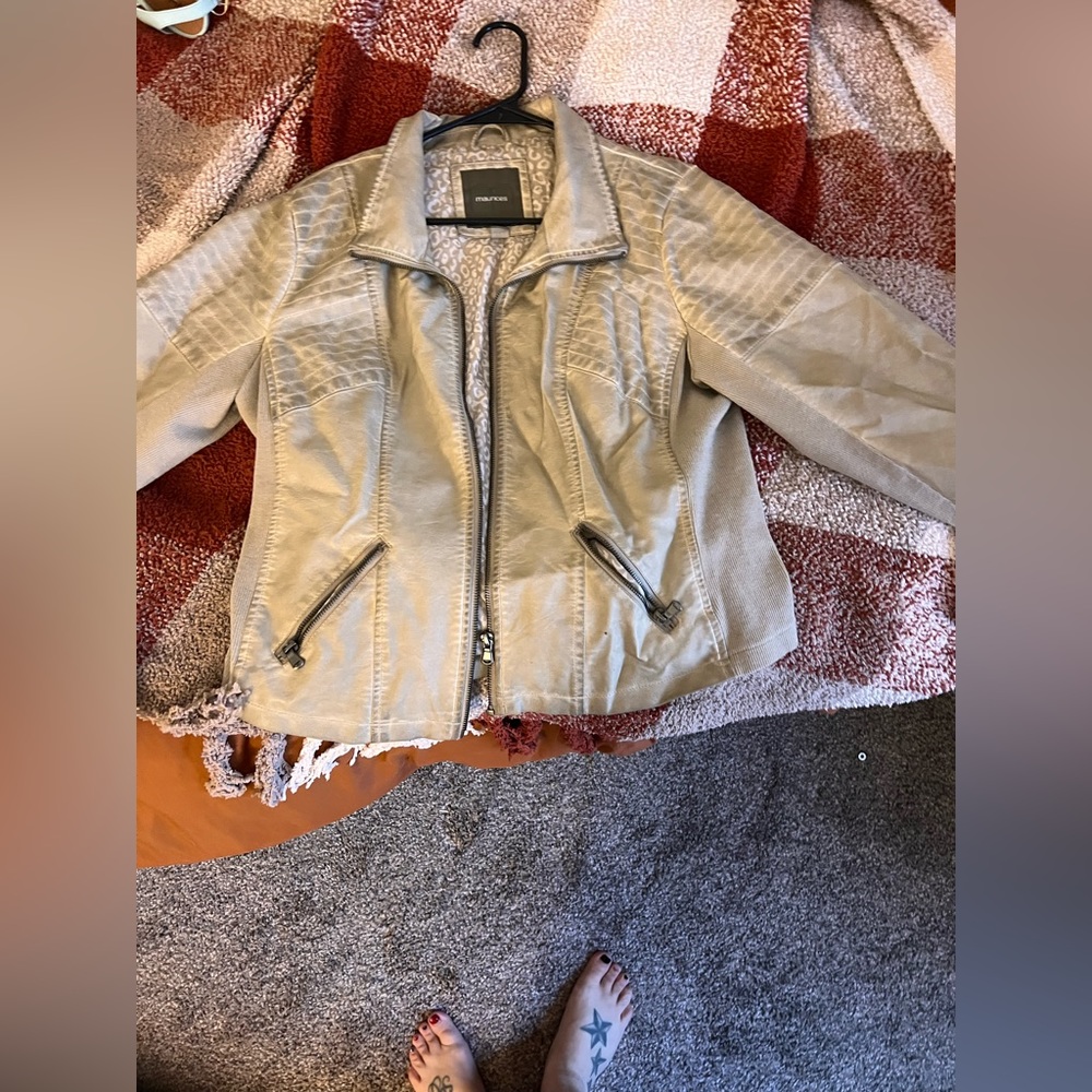 Maurice’s cream leather jacket